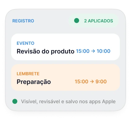 Oriio mostra o evento criado por um pedido de IA